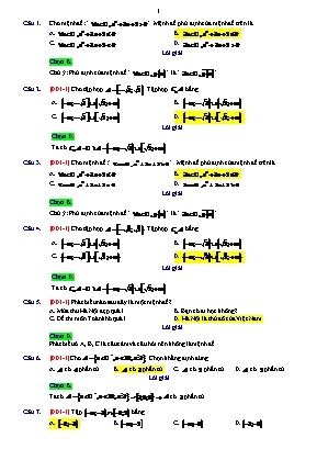 109 Câu hỏi trắc nghiệm Đại số Lớp 10 (Có lời giải)